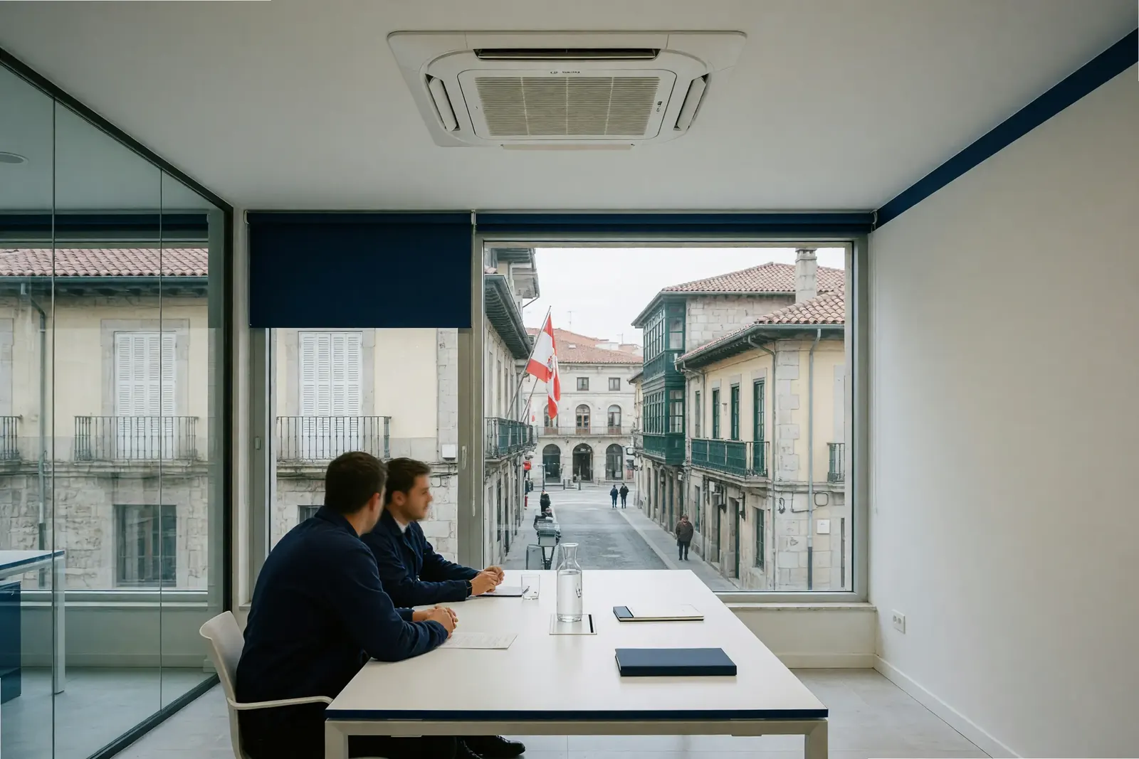 Aire acondicionado de techo en la sala de reuniones de una oficina